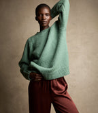 Cozy '90s Oversized Valley Green Merino Wool Blend Sweater for Women