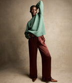 Cozy '90s Oversized Valley Green Merino Wool Blend Sweater for Women