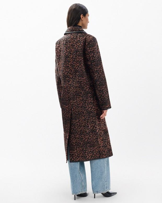Rag & Bone Isa Luxurious Leopard Print Calf Hair Coat with Lamb Leather Trim