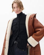 Rag & Bone Jackie Women's Oversized Lambskin Shearling Hooded Coat - Cognac