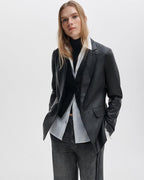 Jennifer Black Lambskin Two-in-One Blazer & Removable Vest Set for Women