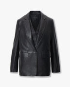 Jennifer Black Lambskin Two-in-One Blazer & Removable Vest Set for Women