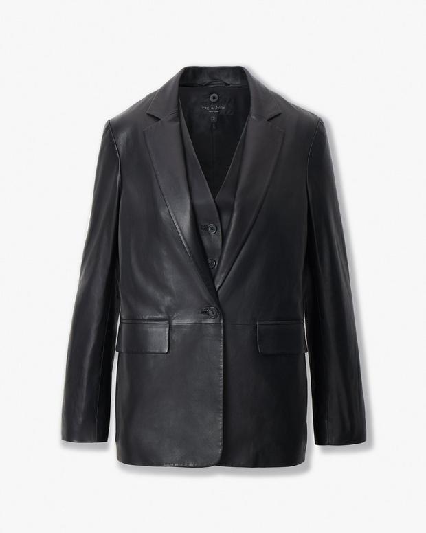 Jennifer Black Lambskin Two-in-One Blazer & Removable Vest Set for Women