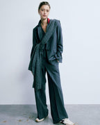 Jennifer Women's Striped Wool Blend Two-in-One Relaxed Fit Blazer with Vest