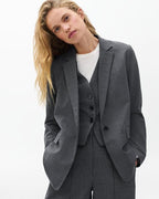 Jennifer Women's Striped Wool Blend Two-in-One Relaxed Fit Blazer with Vest