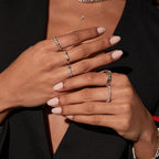 Bold Lab Grown Diamond Stacker Ring: Elegant 14k 18k Gold Silver Prong Set Band