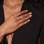 Bold Lab Grown Diamond Stacker Ring: Elegant 14k 18k Gold Silver Prong Set Band