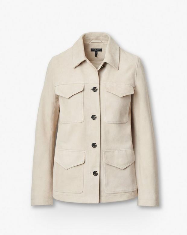 Luxurious Kara Suede Field Jacket: Soft, Stylish, Contrast Buttons, Flap Pockets