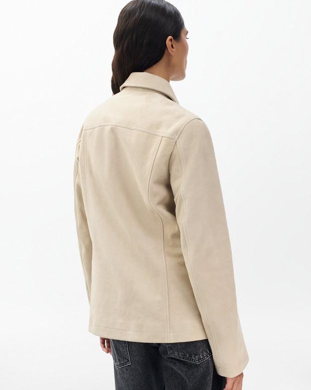 Luxurious Kara Suede Field Jacket: Soft, Stylish, Contrast Buttons, Flap Pockets
