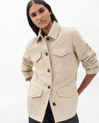 Luxurious Kara Suede Field Jacket: Soft, Stylish, Contrast Buttons, Flap Pockets