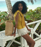 Léa Top Citrus Lightweight Sustainable Viscose Blend Pointelle Knit Shirt for Women