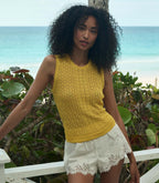 Léa Top Citrus Lightweight Sustainable Viscose Blend Pointelle Knit Shirt for Women