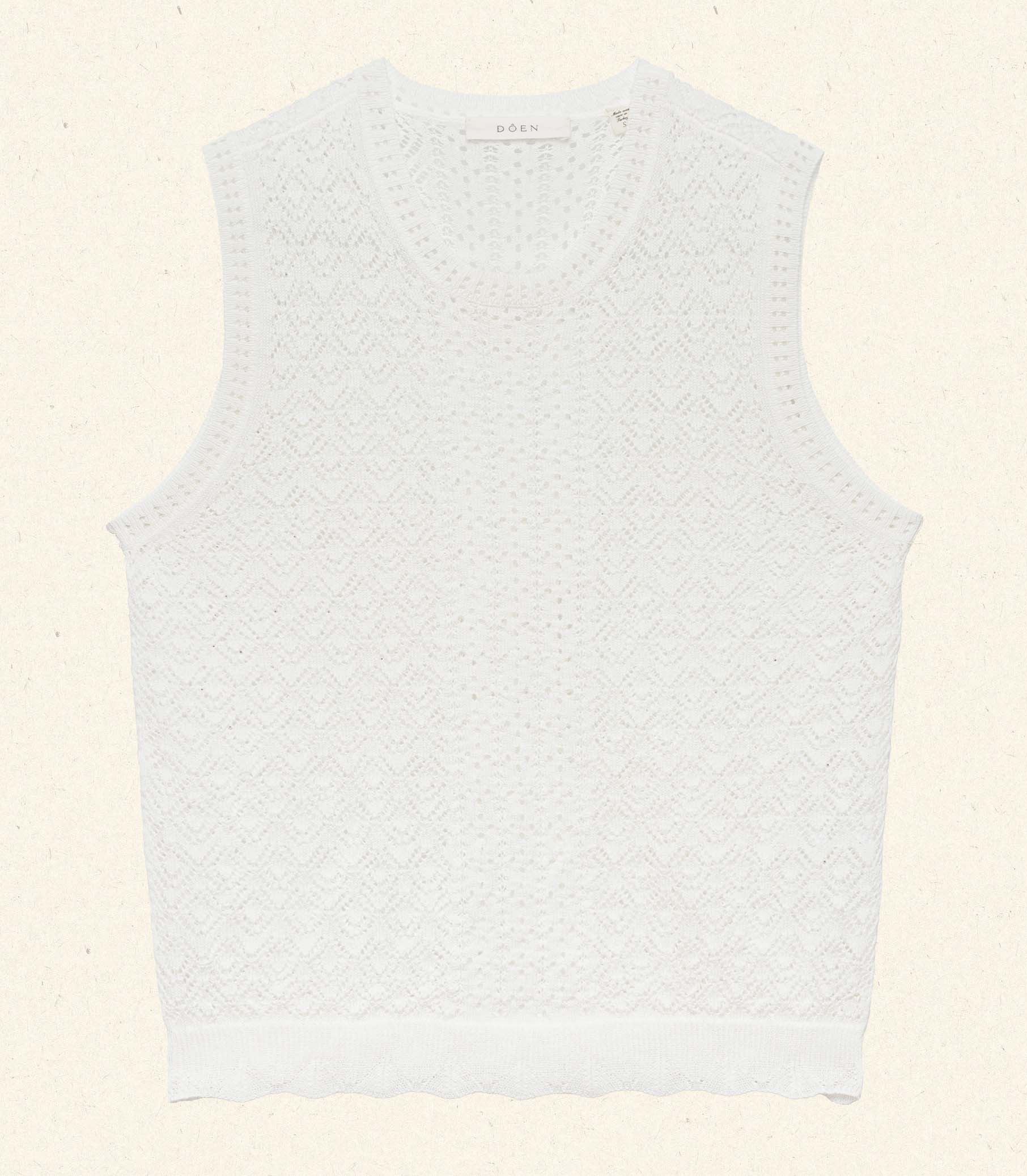 Elegant Ivory Pointelle Knit Lea Top - Sustainable Viscose Blend Women's Blouse