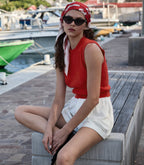 Luxurious Cashmere Louden Top: '60s Inspired, Ribbed Knit, Embroidered Detail