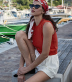 Luxurious Cashmere Louden Top: '60s Inspired, Ribbed Knit, Embroidered Detail