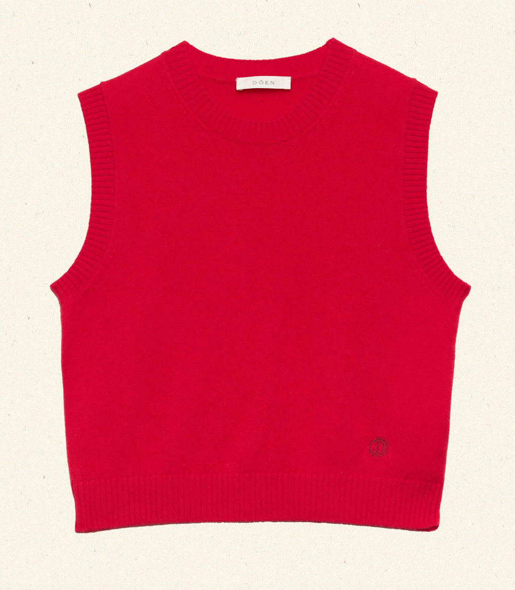 Luxurious Cashmere Louden Top: '60s Inspired, Ribbed Knit, Embroidered Detail