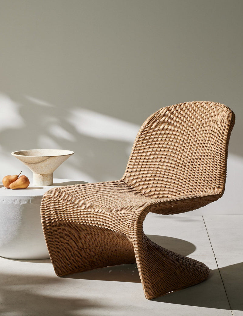 Manila Woven Wicker Indoor and Outdoor Retro Scoop Accent Chair