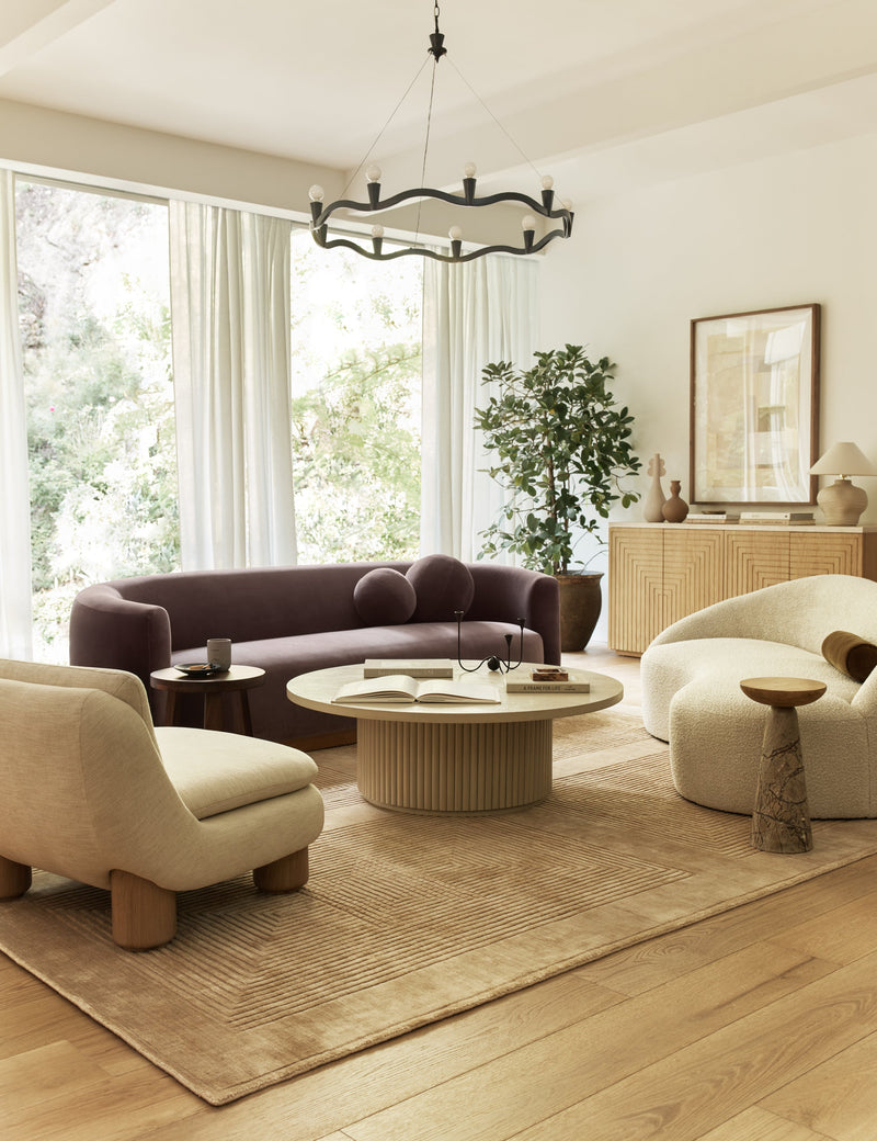 Elegant Lowry Curved Silhouette Sofa in Plush Velvet Upholstery