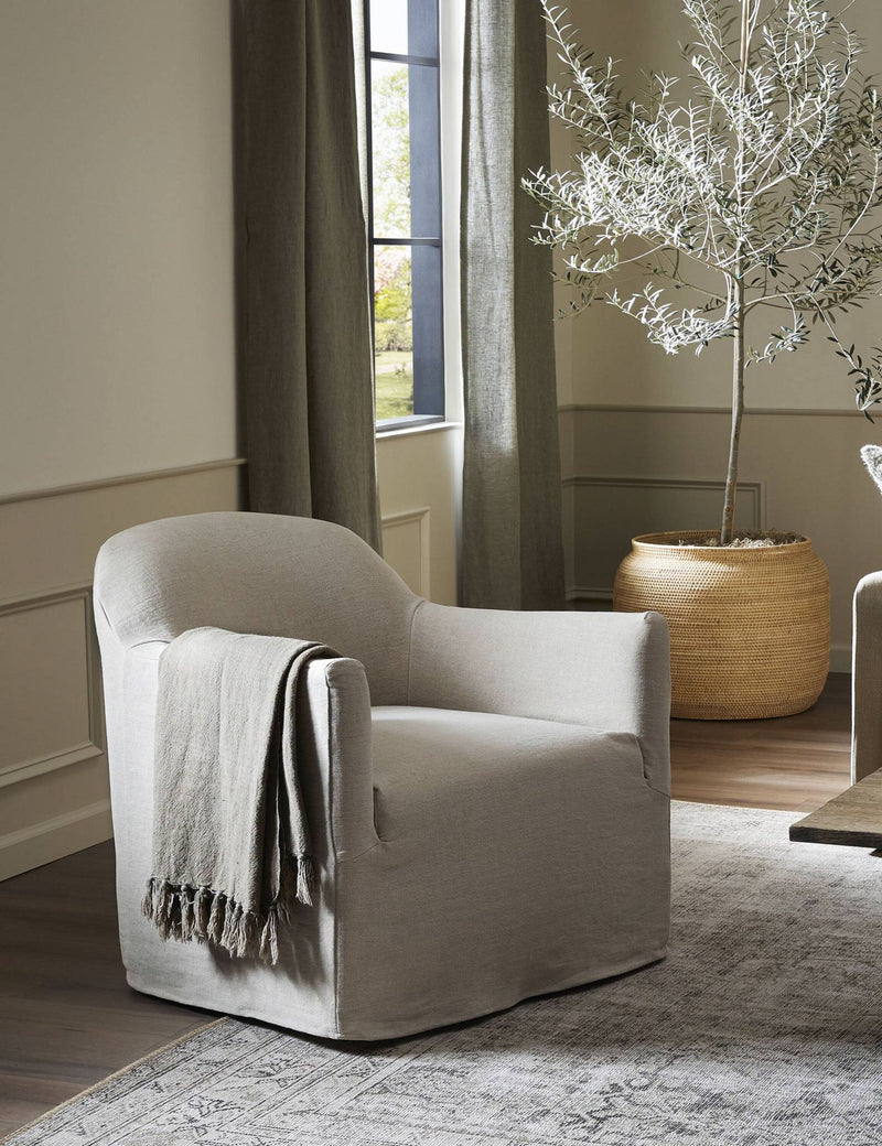 Lowell Slipcover Swivel Chair by Amber Lewis x Four Hands