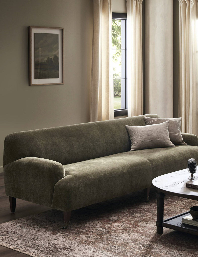 Amber Lewis Four Hands Kent Sofa with Brass Front Casters