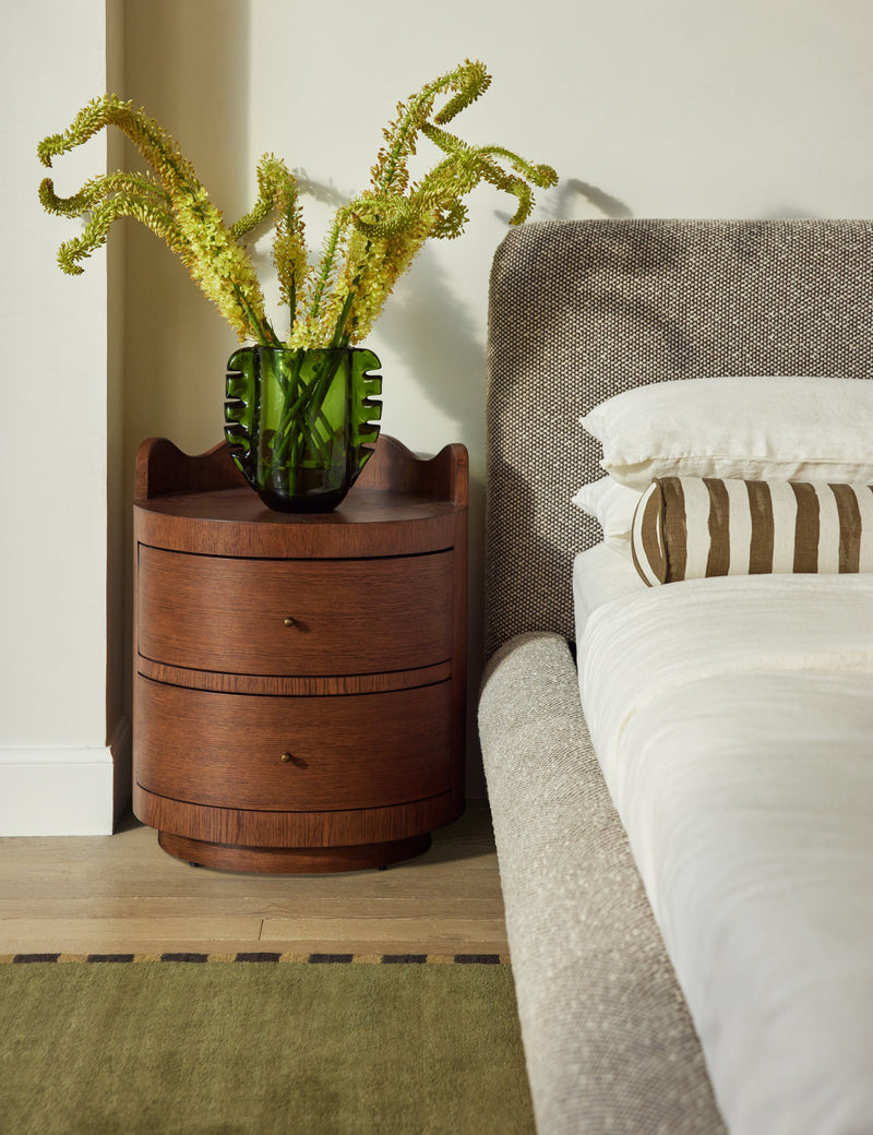 Ripple Round Two Drawer Wood Nightstand by Sarah Sherman Samuel