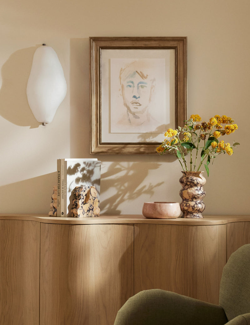 Zainab Rolling Hand-Carved Marble Decorative Vase by Lolly Lolly Ceramics