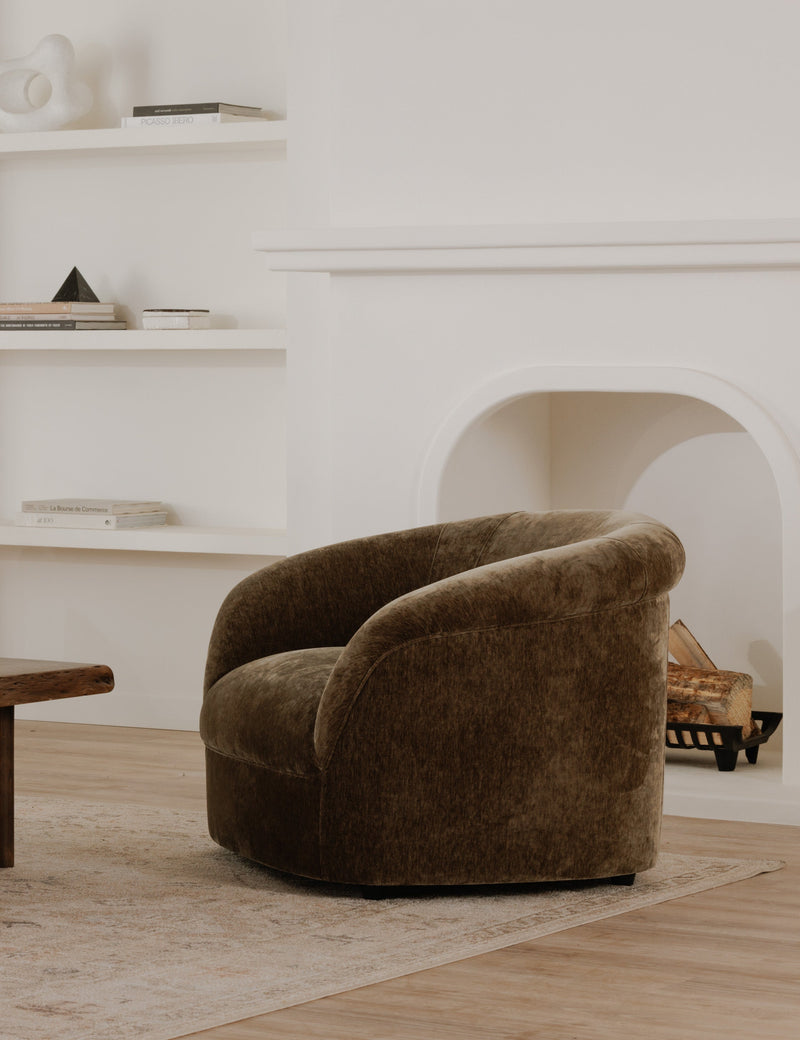 McCartney Velvet Rolled Arm Accent Chair with Vintage Character