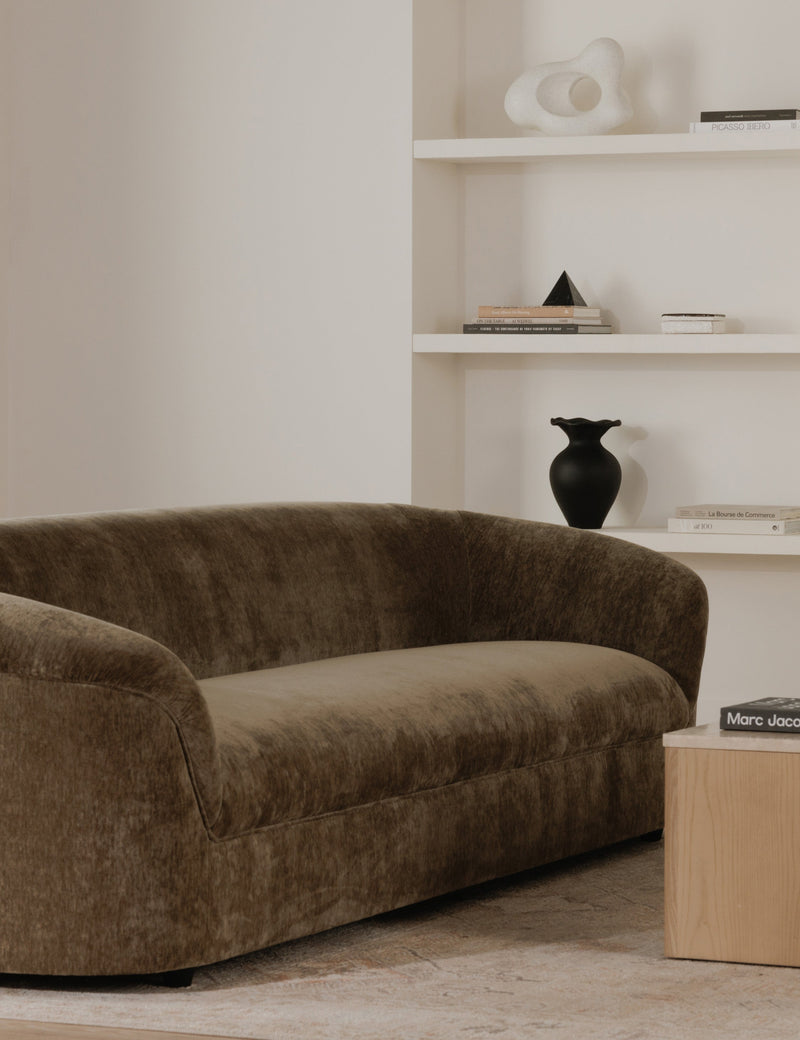 McCartney Velvet Sofa with Rolled Arms and Bench Seat