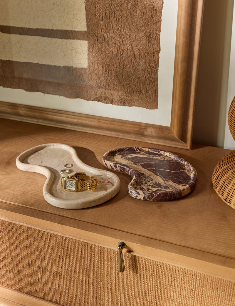 Sorley Pink Marble Organic Decorative Catchall Trays Set of 2