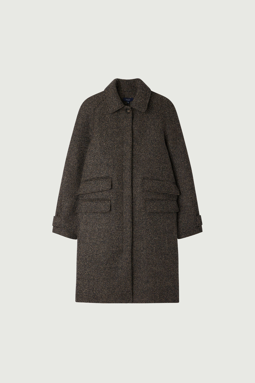 Chic Women&#39;s Simba Brown Speckled Virgin Wool Coat - Elegant Straight-Cut Long Sleeves