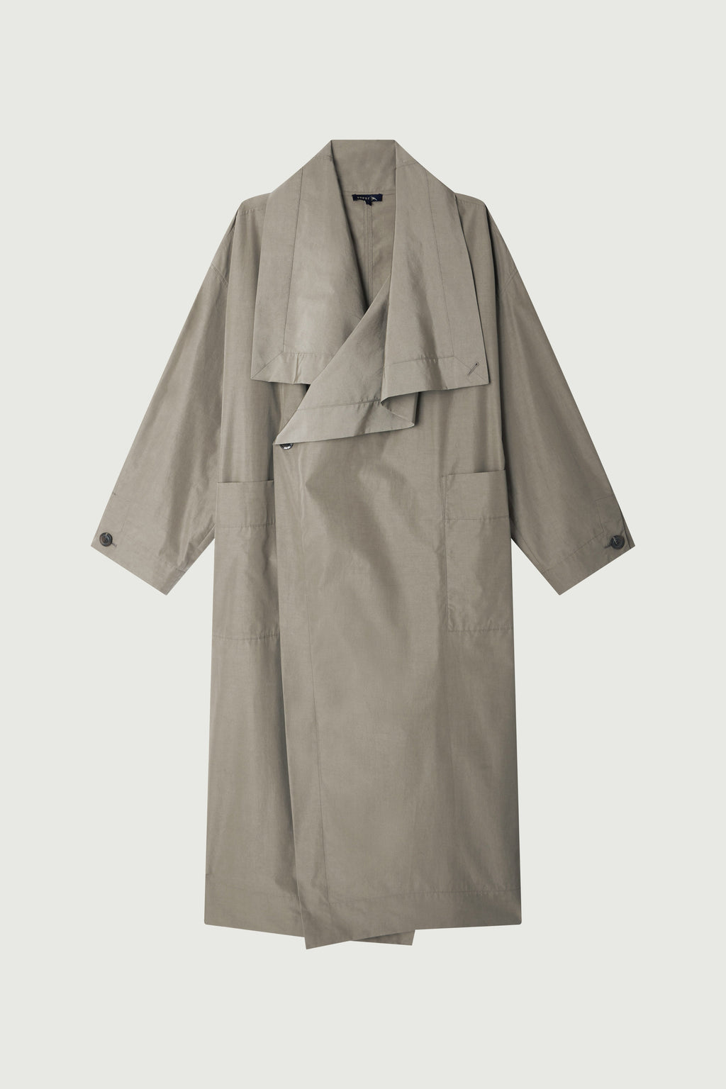 Chic Albatros Grey Wrap Trench Coat: Water-Repellent, Oversized Collar, Mid-Season Style
