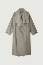 Chic Albatros Grey Wrap Trench Coat: Water-Repellent, Oversized Collar, Mid-Season Style