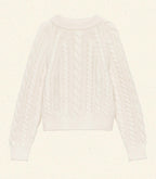 Luxurious Marlowe Ivory Cashmere Cable Knit Sweater: Cloud-Soft Mockneck Comfort