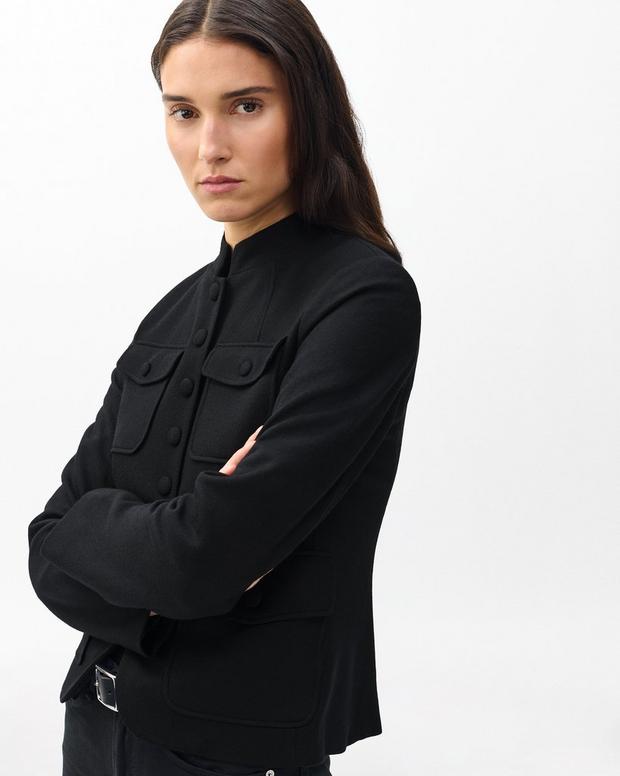 Rag & Bone Mercer Women's Black Japanese Wool Military-Style Blazer Jacket