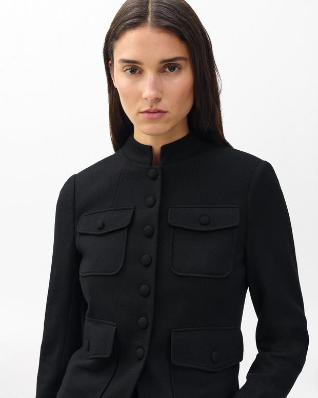 Rag & Bone Mercer Women's Black Japanese Wool Military-Style Blazer Jacket
