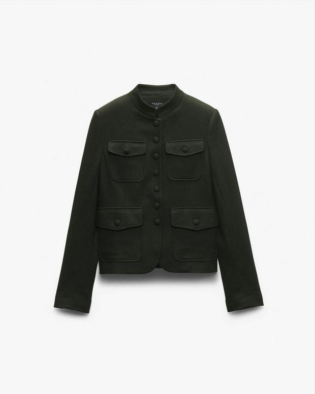 Rag & Bone Mercer Japanese Wool Blazer - Structured Four-Pocket Military Jacket