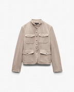 Mercer Refine Knit Blazer: Heather Oatmeal Ponte Fabric Slim Fit