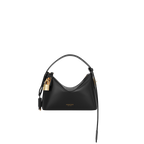 Chic Mini Black Leather Hobo Shoulder Bag with Gold Hardware, Versatile Style