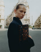 Chic Leopard Print Calf Hair Shoulder Bag with Metallic Buckle for Women