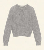 Ophira Vintage-Inspired Wool-Alpaca Blend Pointelle Sweater - Light Heather Grey