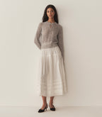 Ophira Vintage-Inspired Wool-Alpaca Blend Pointelle Sweater - Light Heather Grey