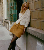 Elegant Ivory Claudie Cardigan: '50s Inspired Baby Alpaca-Wool Blend with Ruffles