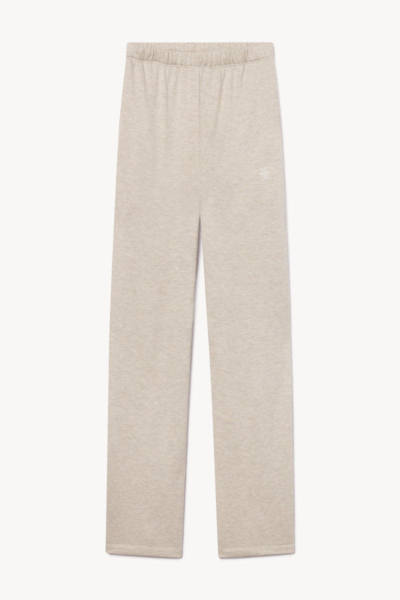 Heather Oatmeal Oversized Wide Leg French Terry Sweatpants for Women