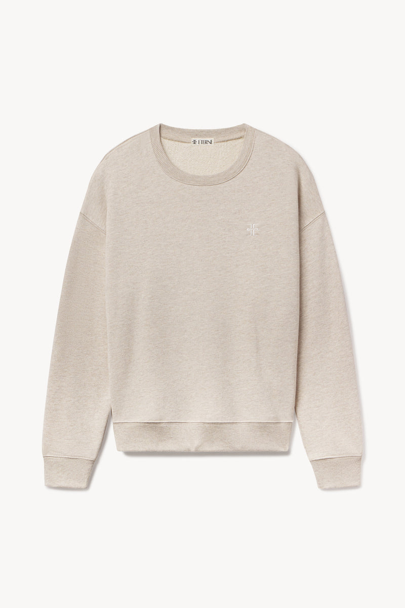 ÉTERNE Unisex Heather Oatmeal Oversized French Terry Crewneck Sweatshirt Comfort