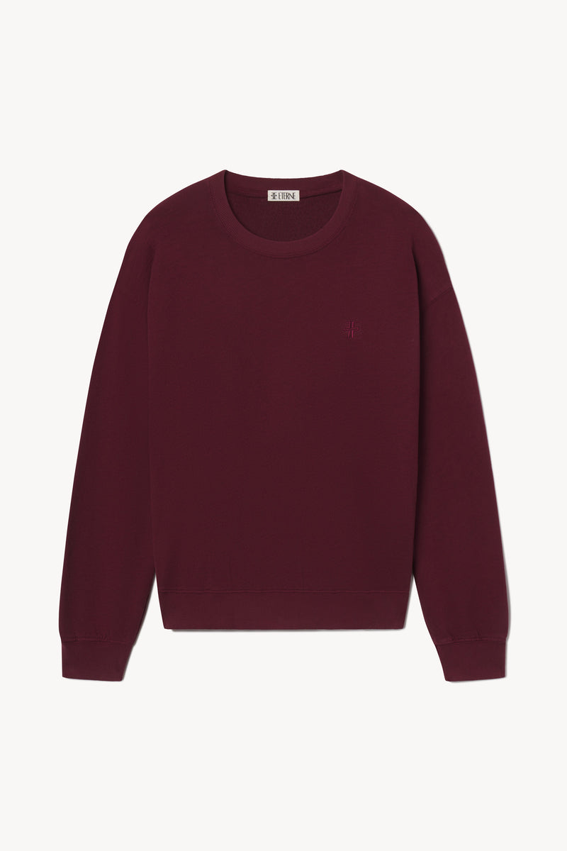 ÉTERNE Oxblood Lightweight French Terry Oversized Crewneck Sweatshirt for Unisex Comfort