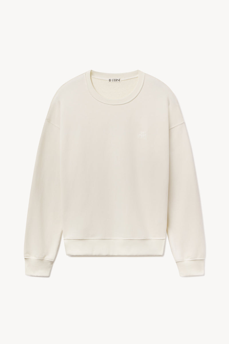 ÉTERNE Ultra-Soft Cream Oversized Crewneck Sweatshirt for Unisex Everyday Comfort