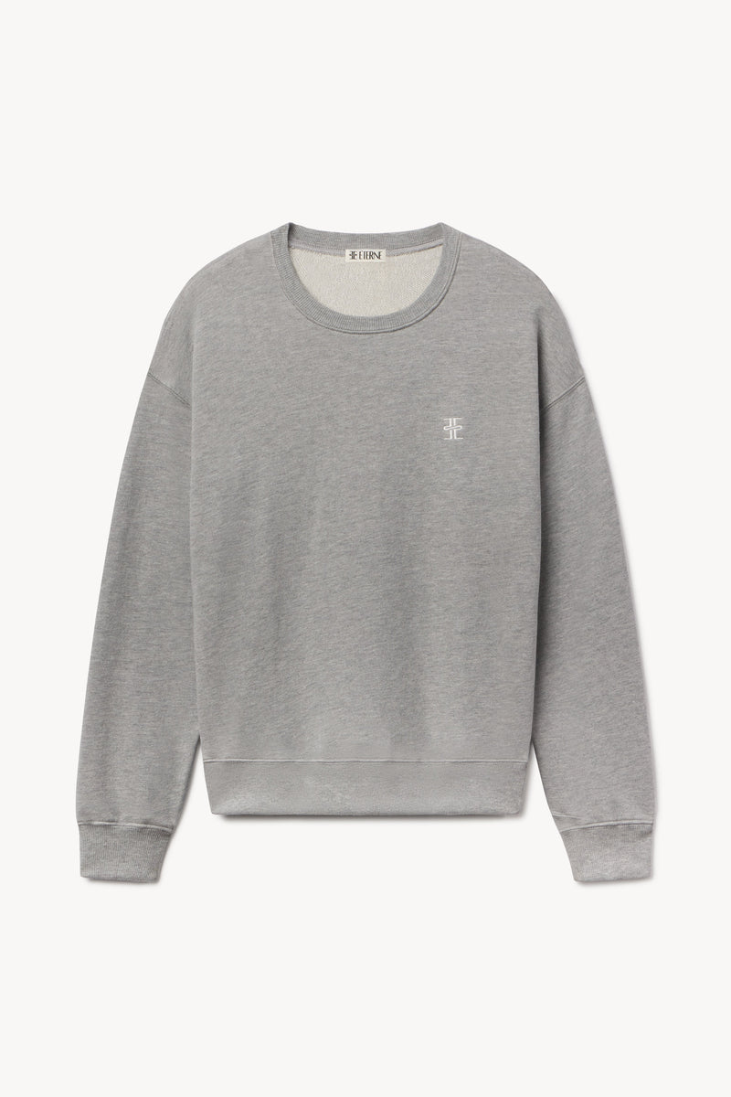ÉTERNE Unisex Oversized French Terry Crewneck Sweatshirt - Heather Grey