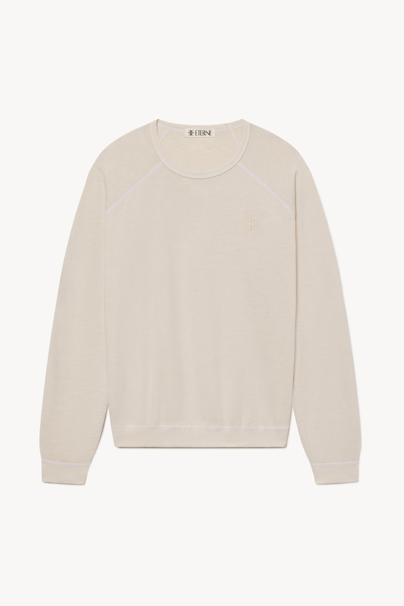 Oversized Raglan Sweatshirt Lightweight French Terry Bone White Unisex Top