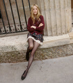 Cozy Bordeaux Petra Cardigan: Superfine Alpaca Merino Wool, Classic Crew Neck Style