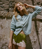 Soft Alpaca Merino Wool Petra Cardigan - Glass Slipper Blue Knit